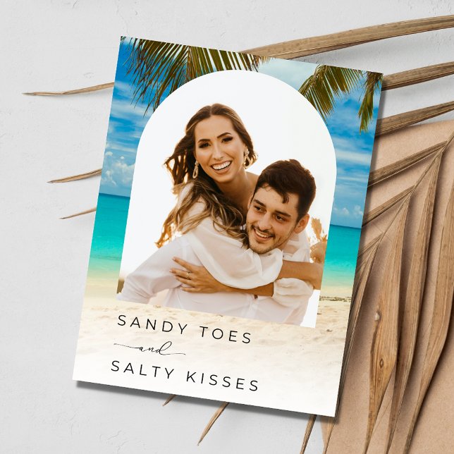 Postal De Anuncios Arco de Boda en la Playa Presupuesto Foto Guardar  (Beach Wedding Arch Photo Budget Save the Date)