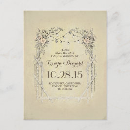 Postal De Anuncios Arco floral vintage rústico guardar la fecha