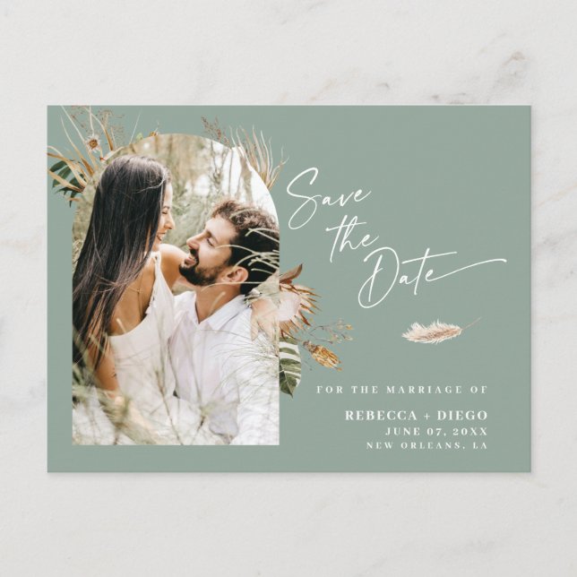 Postal De Anuncios Arco Foto Boda Boho Moderna Save The Date (Anverso)