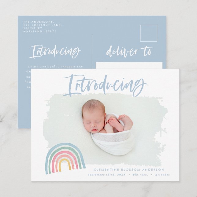 Postal De Anuncios Arcoiris moderno presentando el nacimiento de la f (Anverso / Reverso)