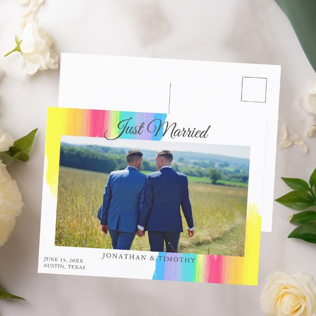 Postal De Anuncios Arcoiris recién casado Boda de Moda fotográfica (Subido por el creador)