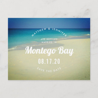 Postal De Anuncios Arena de Playa del Océano Tropical Boda Guardar la
