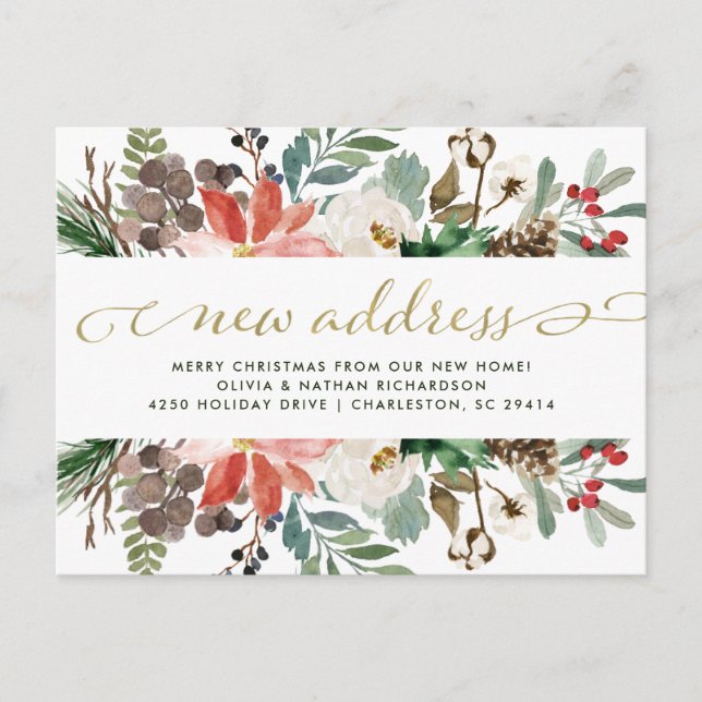 Postal De Anuncios Arreglos Florales de Navidad | Bonita Mudanza Navi (Anverso)