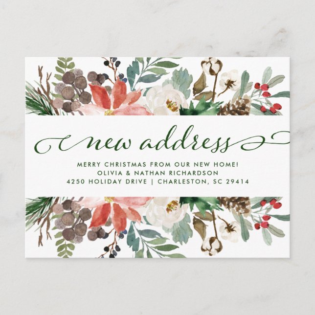 Postal De Anuncios Arreglos Florales de Navidad | Mudanza Navideña Bo (Anverso)
