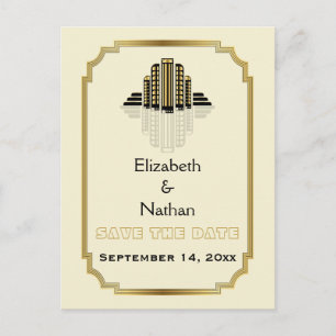 Postal De Anuncios Art Deco construir boda de oro negro Guardar la fe