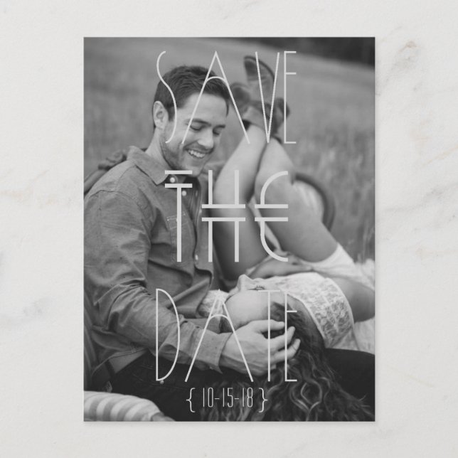 Postal De Anuncios Art Deco | Madern Bohemian | Guardar La Fecha (Anverso)