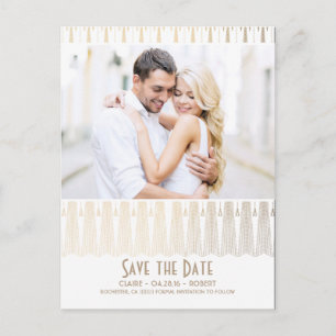 Postal De Anuncios Art Deco Vintage White Gold Photo Save the Date
