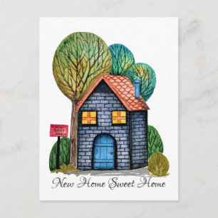 Postal De Anuncios Arte de Acuarela Hogar Dulce Hogar Lindo