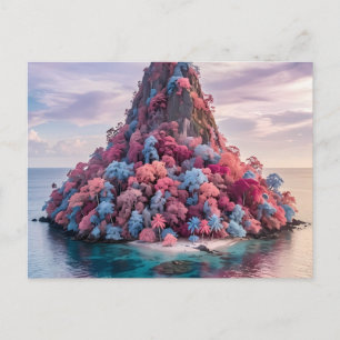 Postal De Anuncios Arte de fantasía floral de montaña isleña vibrante