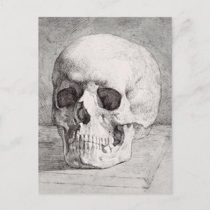 Postal De Anuncios Arte gráfico de cráneo: diseño de tinta minimalist