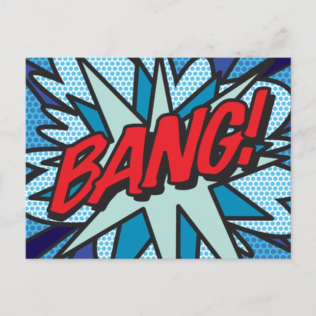 Postal De Anuncios Arte Pop de Cómic Retro Divertido BANG (Anverso)