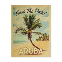 Aruba Guarda El Árbol De Palmeras De Playa Vintage