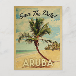 Postal De Anuncios Aruba Guarda El Árbol De Palmeras De Playa Vintage
