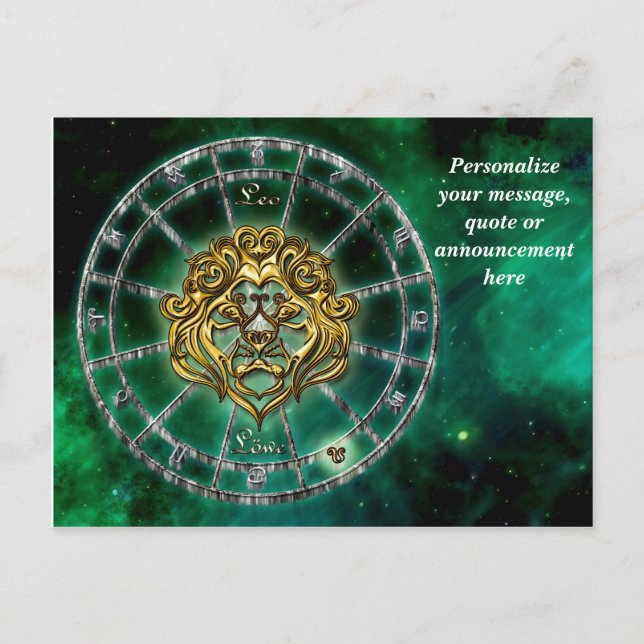 Postal De Anuncios Astrología Leo Lion Horoscope Mensaje Personalizad (Anverso)