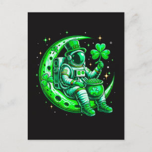 Postal De Anuncios Astronauta en el espacio de la luna día de San Pat