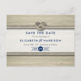 Postal De Anuncios Atando el Nudo Boda Rústica de Playa Guardar la Fe