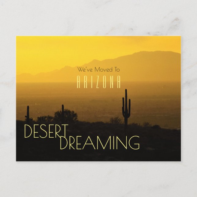 Postal De Anuncios Atardecer en Arizona Cactus Saguaro en Movimiento (Anverso)