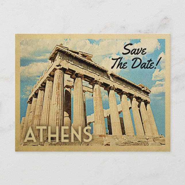 Postal De Anuncios Atenas Salva la Fecha Grecia (Anverso)
