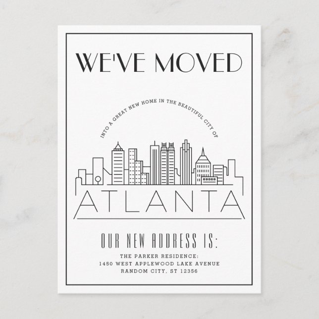 Postal De Anuncios Atlanta | Ciudad Moderna Deco | Cambio de Direcció (Anverso)