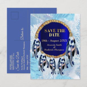 Postal De Anuncios Atrapasueños Azul Exótico Fechas de Boda