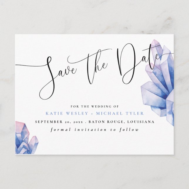 Postal De Anuncios Aura Crystal Amethyst Save the Date (Anverso)