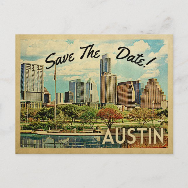 Postal De Anuncios Austin Guarde la Fecha Texas (Anverso)