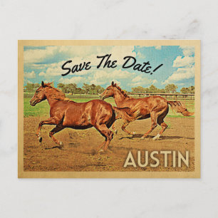Postal De Anuncios Austin Texas Guardar la Fecha Caballos