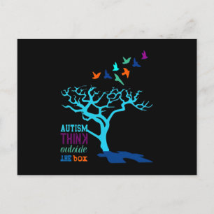 Postal De Anuncios Autismo Piensa Fuera de la Caja Cinta de Concienci