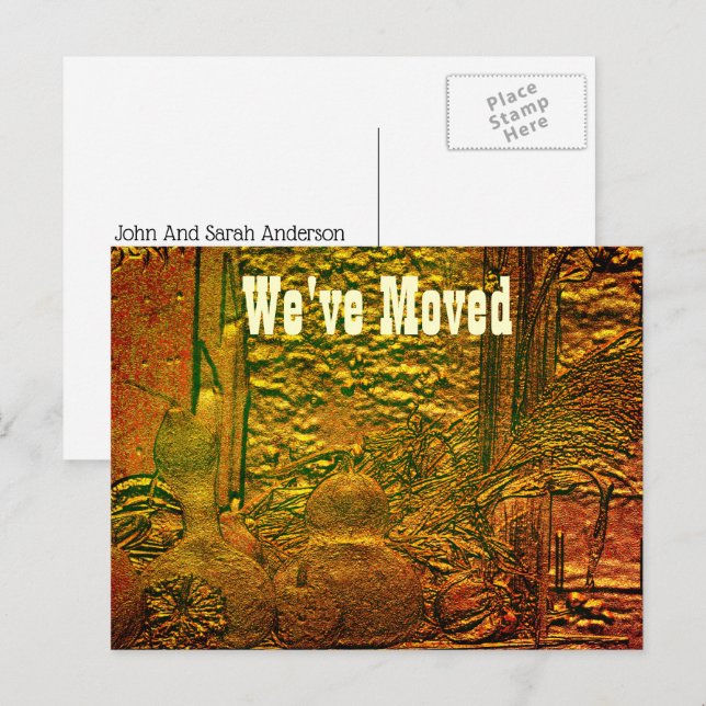 Postal De Anuncios Autumn Art Moving New Address Postcard (Anverso / Reverso)