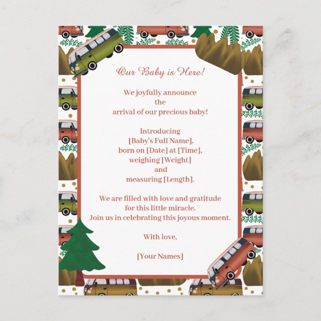 Postal De Anuncios Aventura: Camper Baby Boy (Anverso)