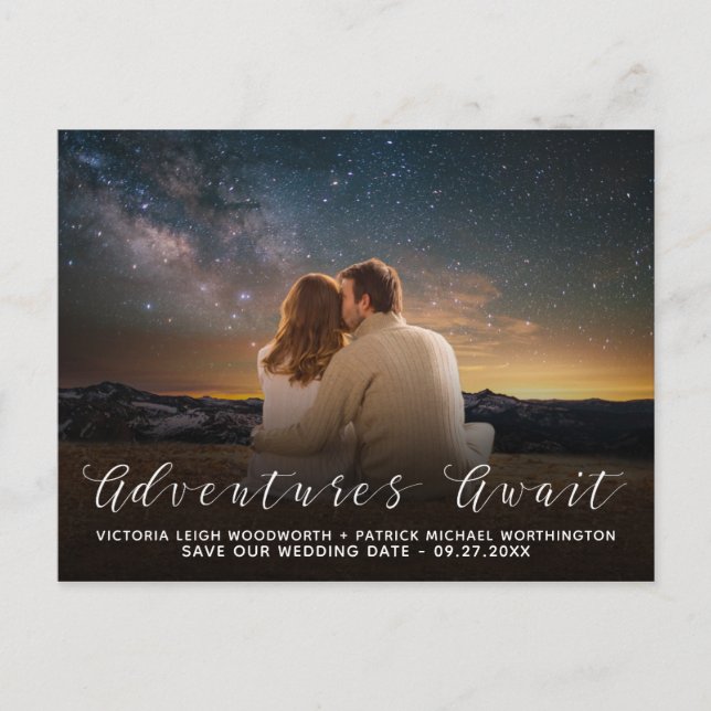 Postal De Anuncios Aventuras a la espera de la boda de fotos Guardar  (Anverso)