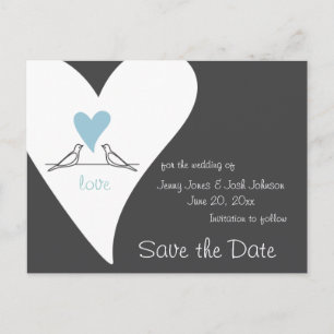 Postal De Anuncios Aves Amores Boda Clara De Corazón Azul Salven La F