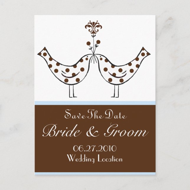 Postal De Anuncios Aves para la Felicidad Save The Date - Personaliza (Anverso)