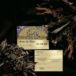 Postal De Anuncios Aves pavos reales Art Nouveau de viñedo salvan la 