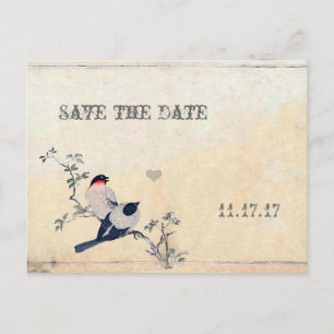 Postal De Anuncios Aves Vintage Guardar la Fecha
