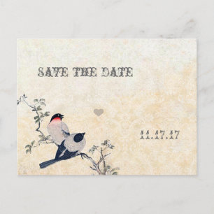Postal De Anuncios Aves Vintage Salvan la Fecha Damasco