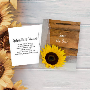 Postal De Anuncios Aviso de boda de velo de girasol amarillo rústico