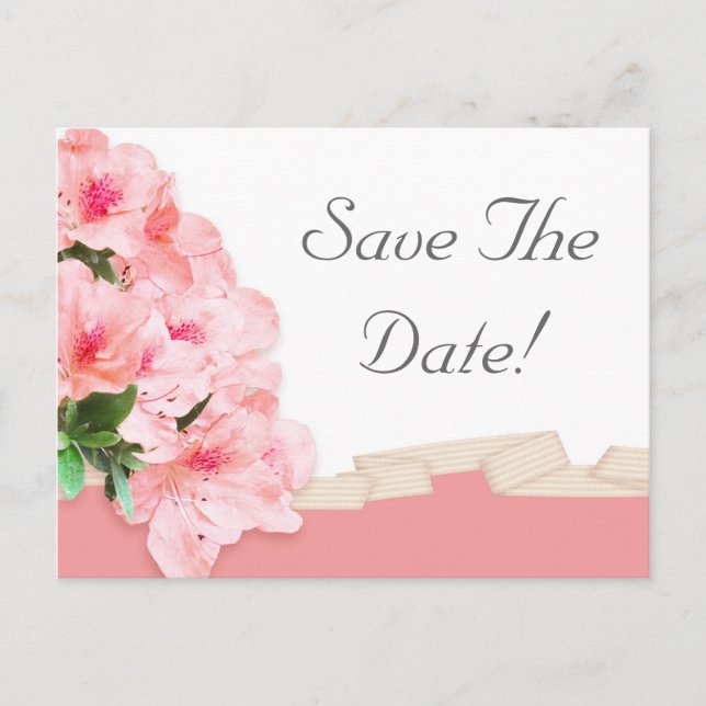 Postal De Anuncios Azalea Rosa y Cinta de Boda (Anverso)