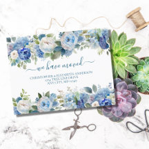 Azul Blanco Floral Flores Script Moving 