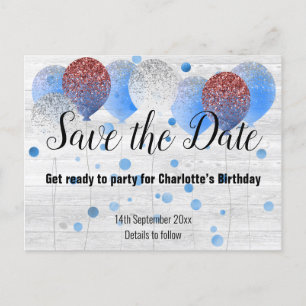 Postal De Anuncios AZUL BLANCO ROJO DE globo blanco rústico