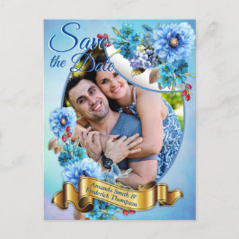 Postal De Anuncios Azul de aciano en aquarela guardar fecha