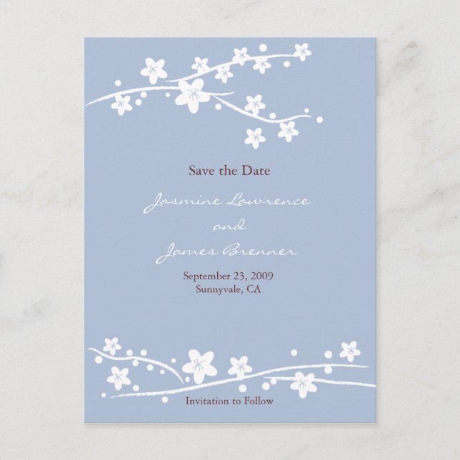 Postal De Anuncios Azul de flores de cerezo (Anverso)