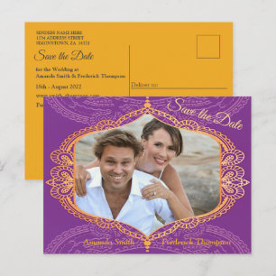 Postal De Anuncios Azul Marino y o Violeta con Mandalas de Oro Anunci