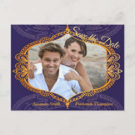 Postal De Anuncios Azul marino y o Violeta con Mandalas doradas