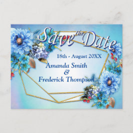 Postal De Anuncios Azules de Centaurea en Aquarela para Save the Date