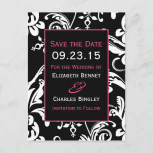 Postal De Anuncios B&HP Damask Contemporáneo Save the Date