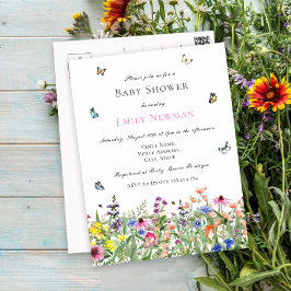 Postal De Anuncios Baby Shower de Budget Boho Wildflower