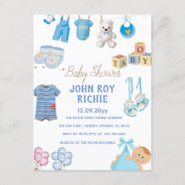 Postal De Anuncios Baby Shower | Niño Azul