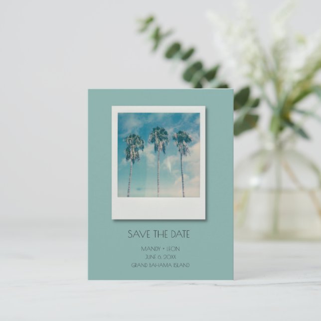 Postal De Anuncios Bahamas Tropical Beach Wedding Salva la fecha (Anverso de pie)