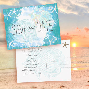 Postal De Anuncios Bajo el mar Salven la fecha Boda tropical